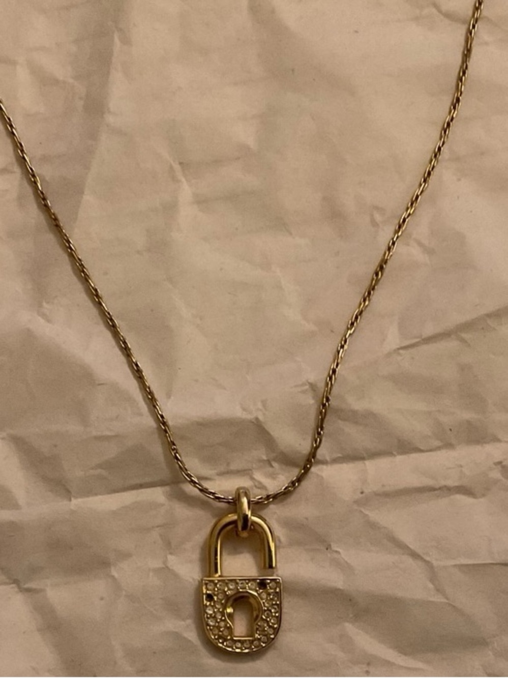 Christian Dior Vintage Germany Crystal Padlock Necklace – Rare, Last One